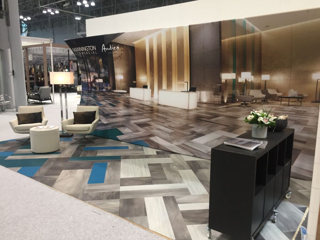 Mannington Commercial 20 foot curved fabric tension trade show display that matches their flooring