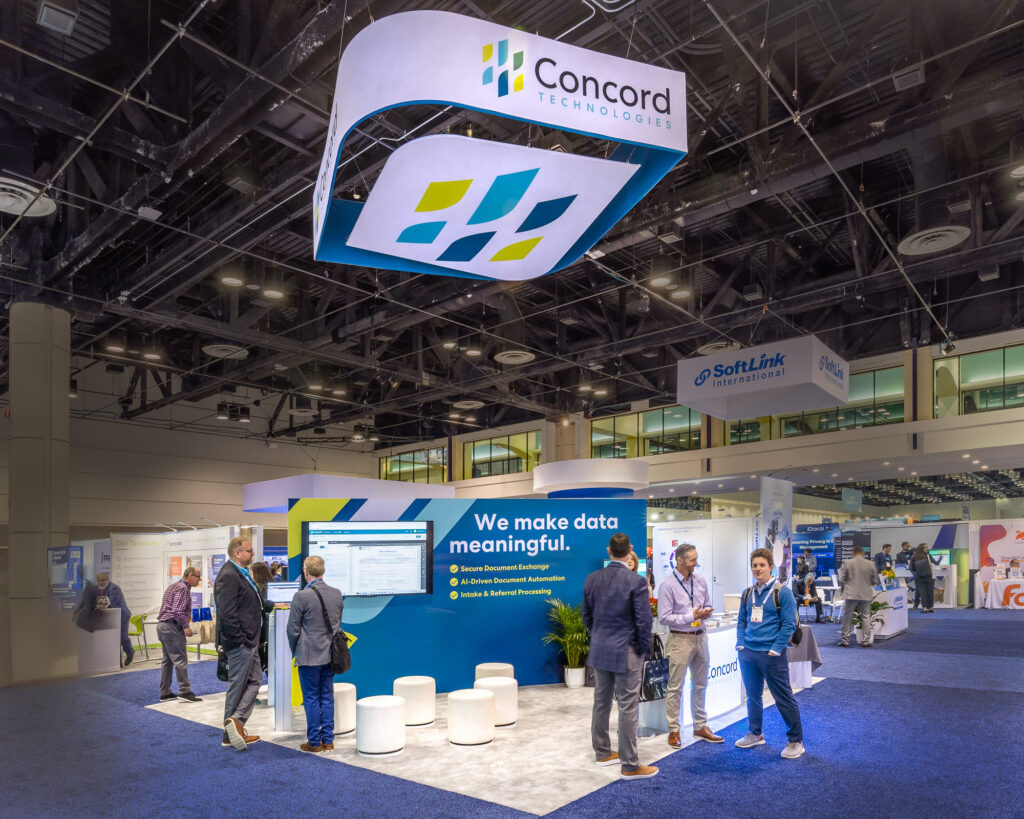 Concord Technologies 20x20 island trade show exhibit at HIMSS 2024